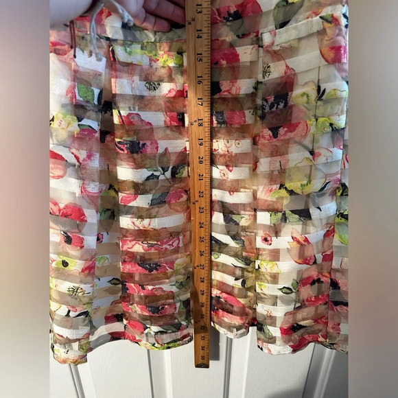 Allik ANTHROPOLOGIE Pastel Water Color Sheer Panel Sheath Midi M Racerback Zip - Picture 11 of 13